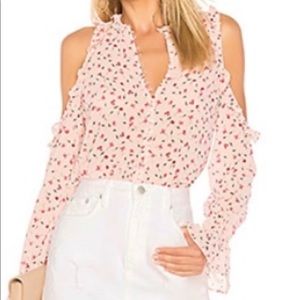 NWT L’Academie pink floral blouse. Size Medium.